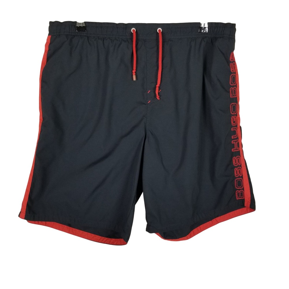 Hugo Boss Swim Trunks Men XL Navy Blue Red Starfish BM 50152628 Logo Shorts